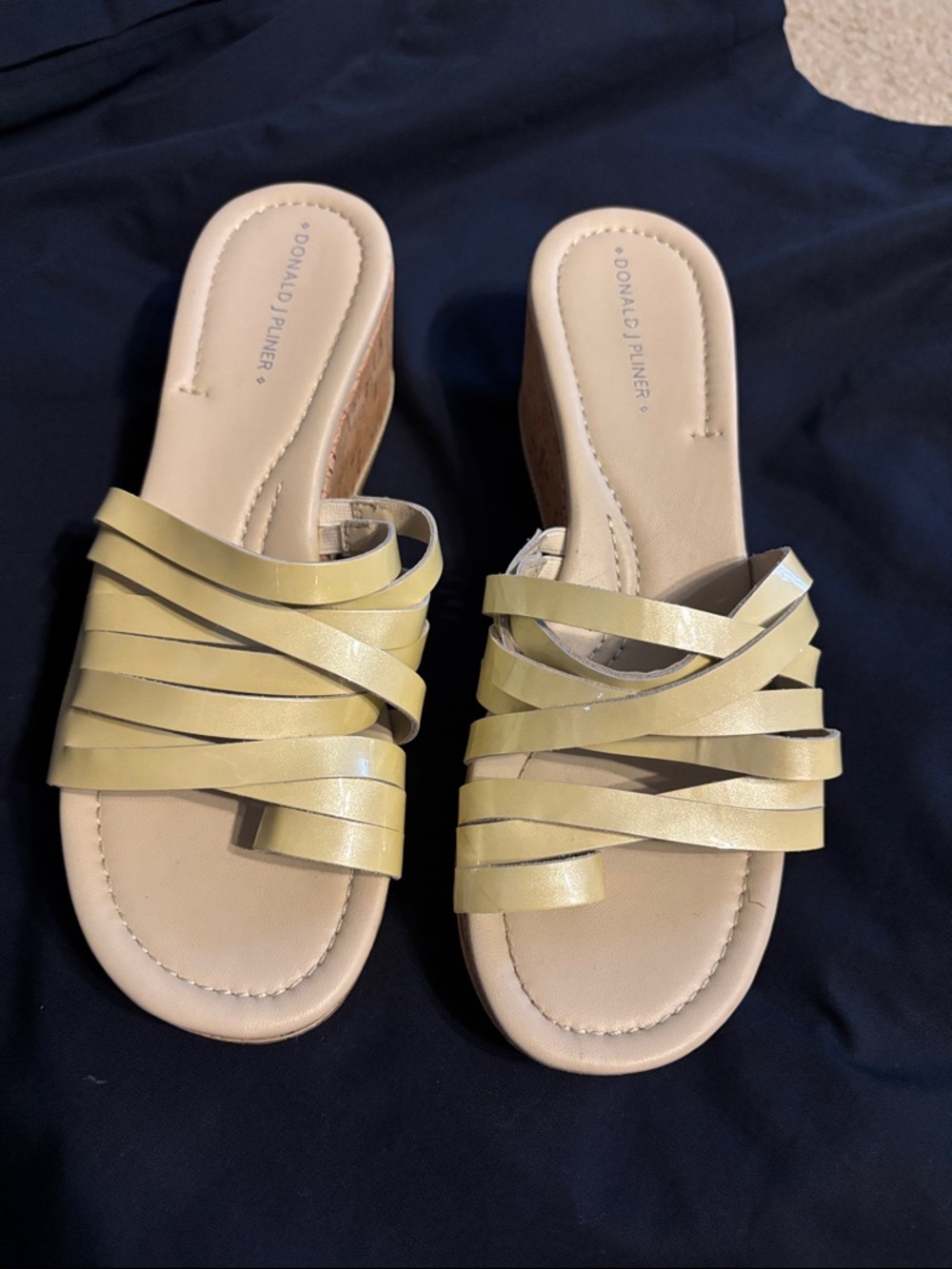 Donald J. Pliner Pale Yellow Strappy Wedge Mules